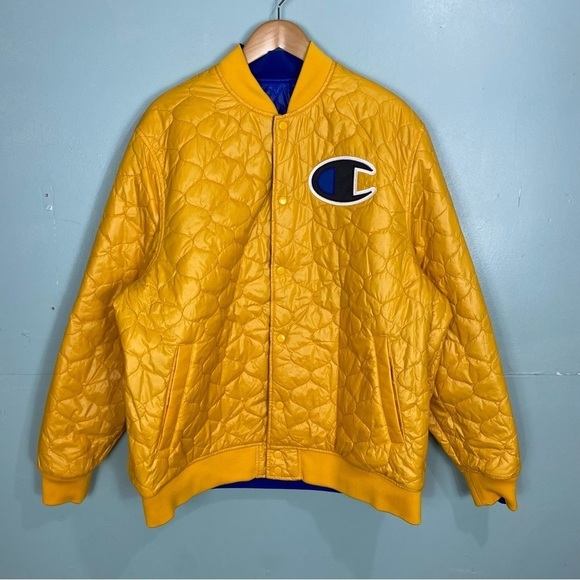 Champion Reversible Quilted Jacket Puffer Blue Yellow Sz XXL C Series - Picture 6 of 6
